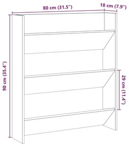 ντουλάπι παπουτσιών τοίχου Παλιό ξύλο Κατασκευασμένο ξύλο - Καφέ