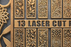 Intra απο ξύλο plywood Χρώμα wenge 3mm-4mm πάχος - Πάνελ τέχνης τοίχου με φλοράλ κομμένα λέιζερ Δίασταση 3600x5400 cm INTRAFABR-118731734