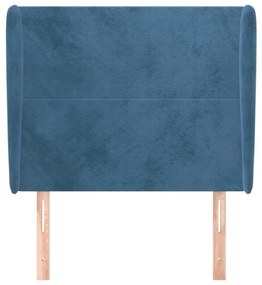 Κεφαλάρι με Πτερύγια Σκούρο Μπλε 83x23x118/128 εκ. Βελούδινο - Μπλε
