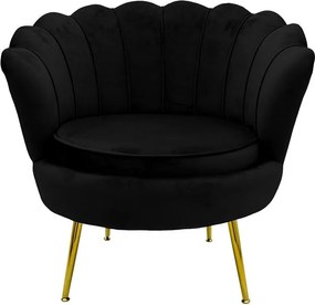 Πολυθρόνα Daimon βελούδο μαύρο-χρυσό 79x74x78εκ 79x74x78 εκ.