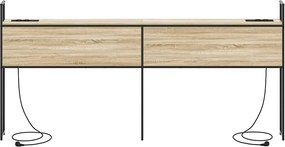 vidaXL Κεφαλάρι Αποθήκης με Σταθμό Φόρτισης με ράφι Sonoma Δρυς