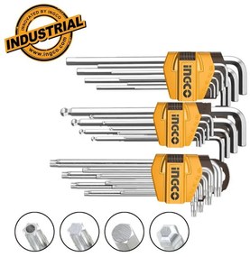 Κλειδιά Άλλεν Μπίλιας Torx Ασημί 3 Σετ 27τμχ HHKSET0271 INGCO HHKSET0271