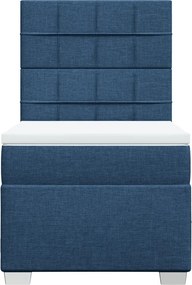 vidaXL Κρεβάτι Boxspring με Στρώμα Μπλε 90x190 εκ.Υφασμάτινο