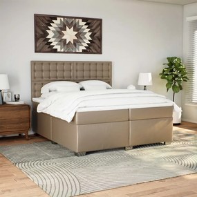 VidaXL Κρεβάτι Boxspring με Στρώμα Καπουτσίνο 200x200εκ.από Συνθ.Δέρμα