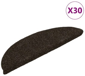 vidaXL Πατάκια Σκάλας Αυτοκόλλητα 30 τεμ. Σκούρο καφέ 56x17x3 εκ.