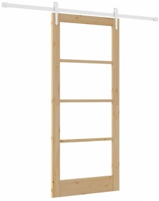 vidaXL Ολισθητή Πόρτα Καφέ 86 x 198.5 cm Ξύλο και μέταλλο