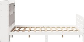 vidaXL Κρεβάτι Βιβλιοθήκη Χωρίς Στρώμα Λευκό 135x190 εκ Μασίφ Πεύκο