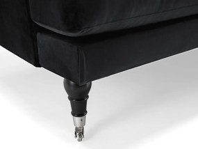 Ταπετσαρισμένο σετ επίπλων Seattle E128, Μαύρο, Ταπισερί, Πόδια: Μέταλλο, Ξύλο, Ρόδες | Epipla1.gr