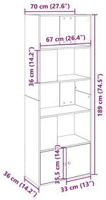 Βιβλιοθήκη Καπνιστή Δρυς 70x36x189 εκ. από Επεξεργασμένο Ξύλο - Καφέ