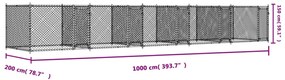 Κλουβί Σκύλου με Πόρτες Γκρι 10x2x1,5 μ. Γαλβανισμένος Χάλυβας - Γκρι