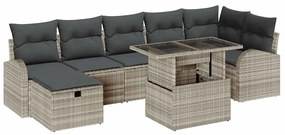 vidaXL Σετ Καναπέ Κήπου με μαξιλάρι 8 pcs Ανοιχτό γκρι Πολυ ράταν