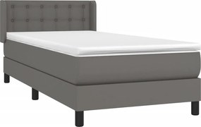 vidaXL Κρεβάτι Boxspring με Στρώμα Γκρι 100x200εκ. από Συνθετικό Δέρμα
