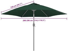 vidaXL Ύφασμα Ανταλλακτικό Ομπρέλας Εξωτ. Χώρου Πράσινο 300 εκ.