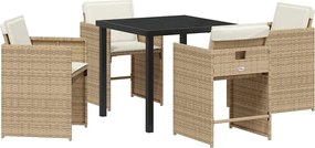 vidaXL Σέτ φαγητού για κήπο 5 pcs Μπεζ συνθετικό ρατάν