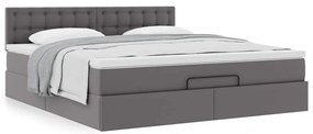 vidaXL Οθωμανικό κρεβάτι με στρώμα Γκρι 180x200cm Faux Leather