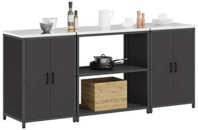 vidaXL Σετ Αποθήκευσης Κουζίνας με ράφι 3 pcs Μαύρο 210 x 50 x 92 εκ