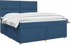 vidaXL Κρεβάτι box spring με στρώμα Μπλε 180 x 200 cm Ύφασμα