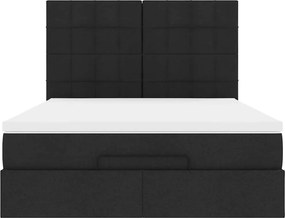 vidaXL Οθωμανικό κρεβάτι με στρώμα Μαύρο 140x200cm Ύφασμα