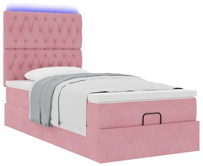 Οθωμανικό κρεβάτι με στρώματα &amp; LEDs Ροζ 90x190cm Velvet 3314365