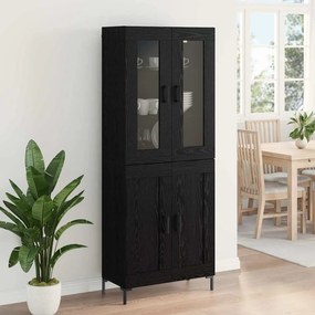 vidaXL Highboard 2 pcs Μαύρη Οξυά Επεξεργασμένο ξύλο