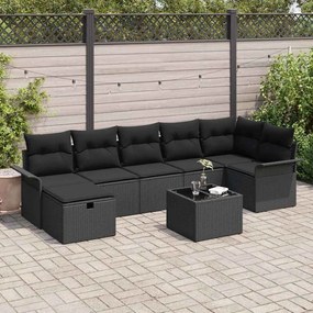 vidaXL Σετ Καναπέ Κήπου 8 pcs Μαύρο 297.5 x 132.5 x 85 εκ. Πολυ ράταν