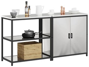 vidaXL Σετ Αποθήκευσης Κουζίνας με ράφι 2 pcs Ασημί Ανοξείδωτο ατσάλι