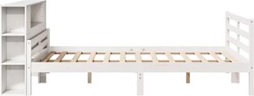 vidaXL Κρεβάτι Βιβλιοθήκη Χωρίς Στρώμα Λευκό 135x190 εκ Μασίφ Πεύκο
