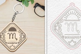 Σετ των 3 Intra απο ξύλο plywood 3mm-4mm πάχος – Scorpio Keychain | Ζώδιο Δίασταση  5x5 cm INTRAFABR-100440773