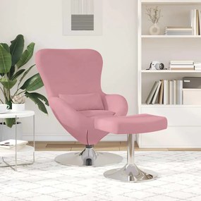 vidaXL Αυγό Καρέκλα με Σκαμνί Ροζ Βελούδο
