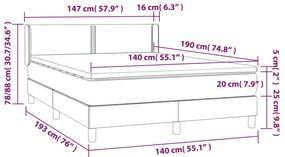 vidaXL Κρεβάτι Boxspring με Στρώμα Μαύρο 140x190 εκ. Υφασμάτινο