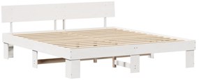 vidaXL Σκελετός Κρεβατιού Λευκό 180 x 200 cm Συμπαγές ξύλο πεύκου