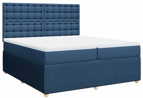 vidaXL Κρεβάτι Boxspring με Στρώμα Μπλε 200x200 εκ. Υφασμάτινο