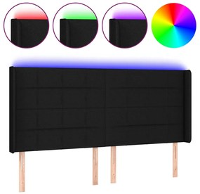 vidaXL Κεφαλάρι Κρεβατιού LED Μαύρο 203x16x118/128 εκ. Υφασμάτινο