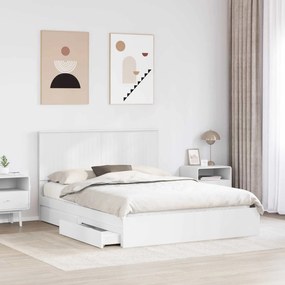 vidaXL Κρεβάτι Αποθήκης Λευκό 150 x 200 cm Επεξεργασμένο ξύλο