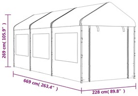 Κιόσκι με Τέντα Λευκό 6,69 x 2,28 x 2,69 μ. από Πολυαιθυλένιο - Λευκό