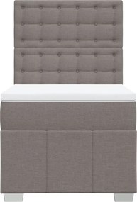 vidaXL Κρεβάτι Boxspring με Στρώμα Taupe 100 x 200 εκ. Υφασμάτινο