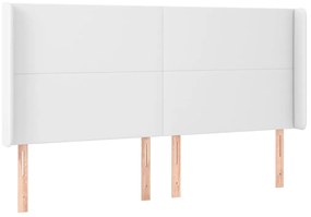 vidaXL Κεφαλάρι με Πτερύγια Λευκό 183x23x118/128 εκ. Συνθετικό Δέρμα