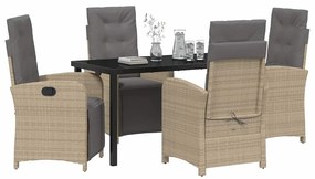 vidaXL Σέτ φαγητού για κήπο 5 pcs Μπεζ συνθετικό ρατάν