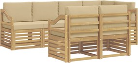 vidaXL Σειρά Καναπέ Εξωτερικού 7 pcs Λευκό και Μπεζ