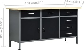 vidaXL Πάγκος Εργασίας με Τέσσερα Πάνελ Τοίχου