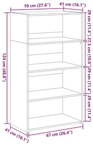 Ντουλάπι Γκρι Σκυροδέματος 70x41x124 εκ. από Επεξεργασμένο Ξύλο - Γκρι