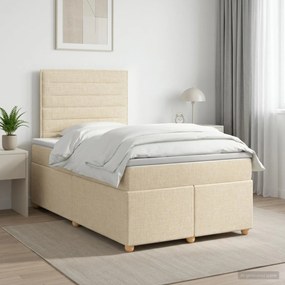 vidaXL Κρεβάτι box spring με στρώμα Κρεμ 120 x 190 cm Ύφασμα