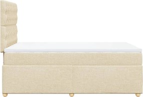 vidaXL Κρεβάτι Boxspring με Στρώμα Κρεμ 120x200 εκ. Υφασμάτινο
