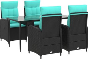 vidaXL Σετ Τραπέζι Καναπέ 5 pcs PE Ρατάν και Ατσάλι με Σκόνη