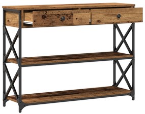 vidaXL Κονσόλα Παλιού Ξύλου 100x28x75 εκ. Κατασκευασμένο Ξύλο & Χάλυβας