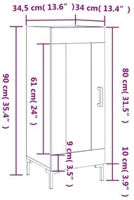 Ντουλάπι Γκρι Sonoma 34,5x34x90 εκ. από Επεξεργασμένο Ξύλο - Γκρι