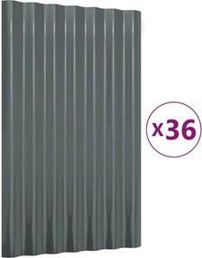 vidaXL Πάνελ Οροφής 36 τεμ. Ανθρακί 60x36 εκ. Γαλβανισμένος χάλυβας
