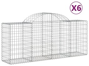 vidaXL Συρματοκιβώτια Τοξωτά 6 τεμ. 200x50x80/100 εκ. Γαλβαν. Ατσάλι