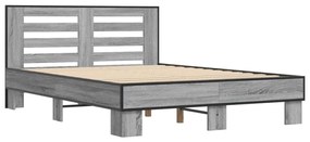 vidaXL Πλαίσιο Κρεβατιού Γκρι Sonoma 140x200 εκ. Επεξ. Ξύλο & Μέταλλο