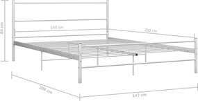 vidaXL Πλαίσιο Κρεβατιού Λευκό 140 x 200 εκ. Μεταλλικό